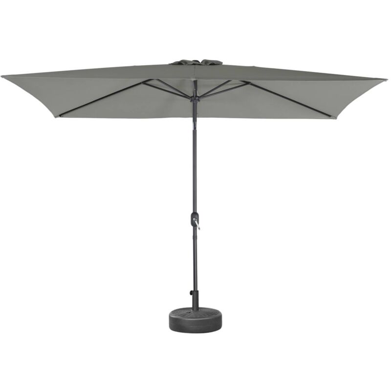 Parasol droit rectangulaire 2x3m - Touquet - Kaki - mât central en aluminium orientable et manivelle d'ouverture
