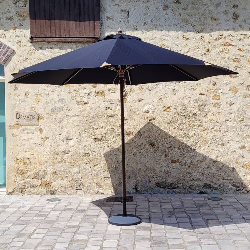 Parasol noir en bois 350 cm Bilbao - Noir
