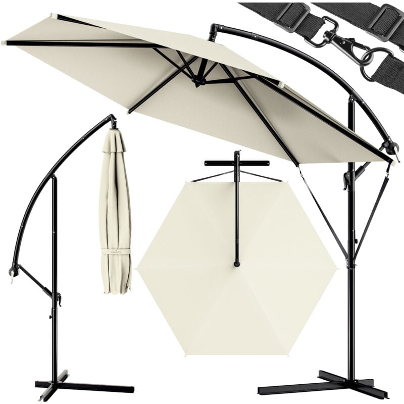 Kingsleeve - Parasol de jardin extérieur en aluminium Parasol déporté inclinable Ø300cm ou Ø330cm avec manivelle Protection uv Beige, 350cm (de)