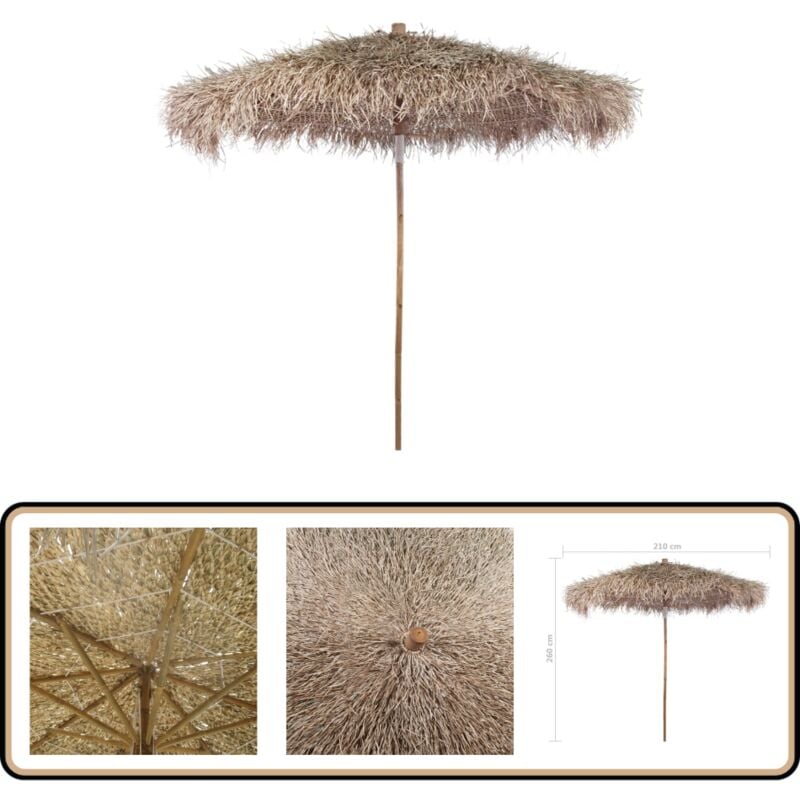 Parasol en bambou avec toit en feuille de bananier 210 cm - Parasol - Parasol En Bambou - Parasol De Jardin - Ombre - Protection Solaire