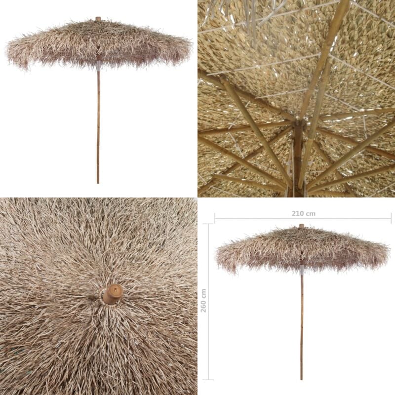 Parasol en bambou avec toit en feuille de bananier 210 cm - Parasol - Parasol En Bambou - Parasol De Jardin - Ombre - Protection Solaire - Home &