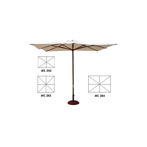 Parasol en bois - 200x300 cm mât ø 48 mm à 6 baleines col. La Havane