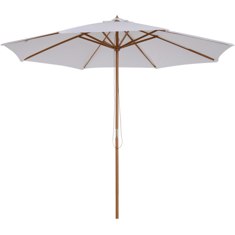 Parasol en bois classique pour terrasse 300x300cm, blanc