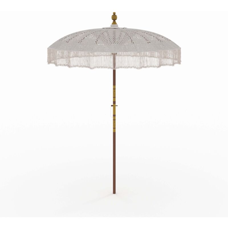Parasol en bois de cocotier et macramé - fakélé