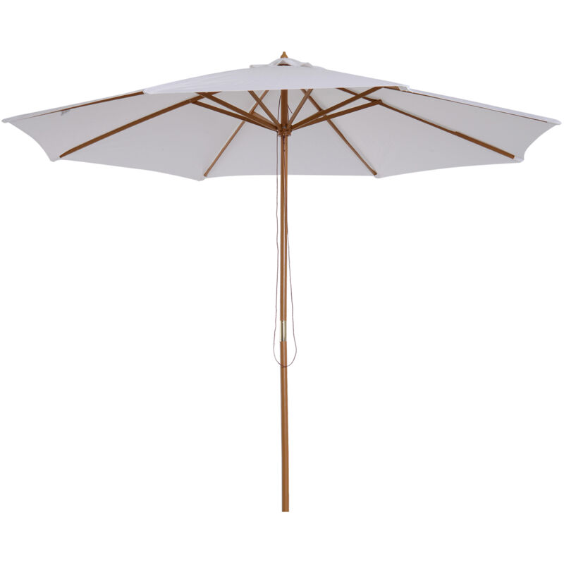 Outsunny - Parasol droit en bois polyester haute densité protection solaire ø 3 x 2,5 m crème