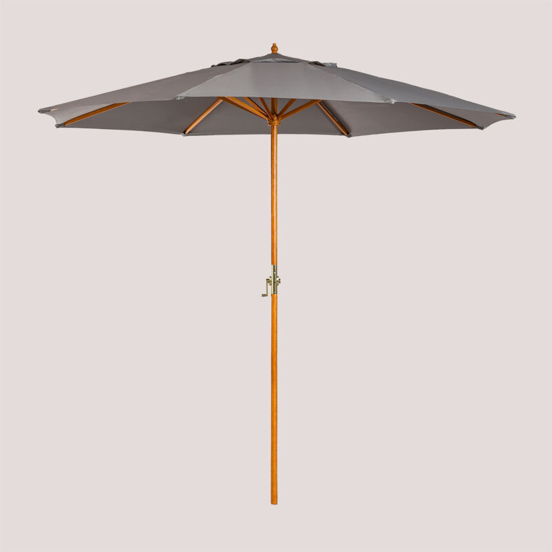 Sklum - Parasol en tissu et bois Ø290 cm Cretas Gris Graphite