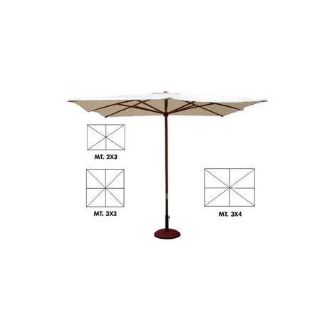 Parasol en bois "Gold" - 200x300 cm mât ø 48 mm avec 6 baleines coloris/naturel