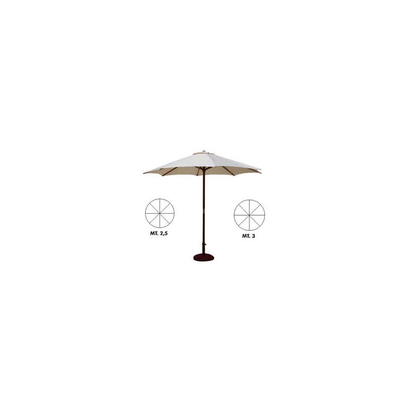Parasol en Bois 'Gold' - mât ø 250 cm ø 48 mm avec 8 baleines couleur naturel