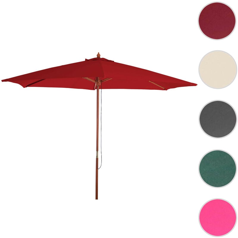 Parasol en bois, parasol de jardin Florida, parasol de marché, 3m - bordeaux