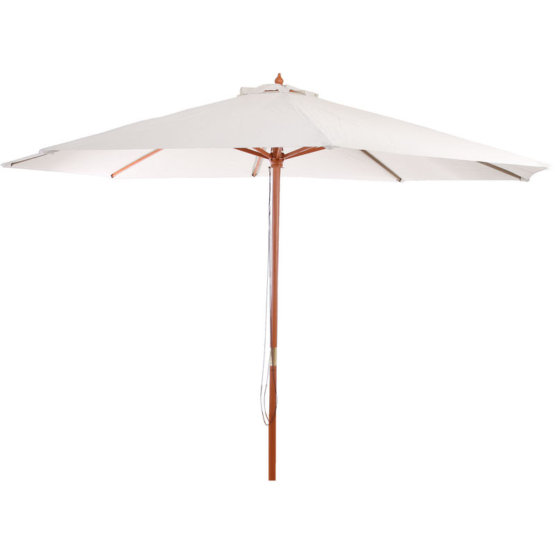 HHG - Parasol en bois, parasol de jardin Florida, parasol de marché, 3,5m crème - beige
