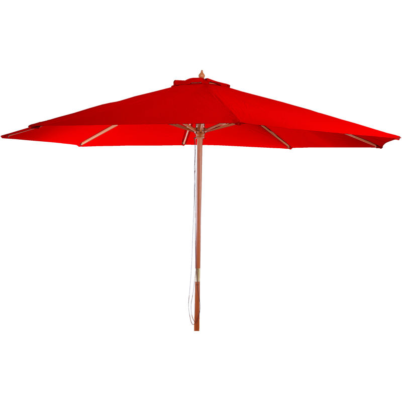 Parasol en bois, parasol de jardin Florida, parasol de marché, 3,5m bordeaux - red