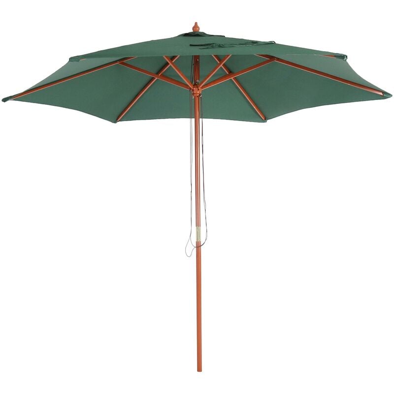 Jamais utilisé] Parasol Florida, parasol de jardin parasol de marché, ø 3m polyester/bois vert olive - green