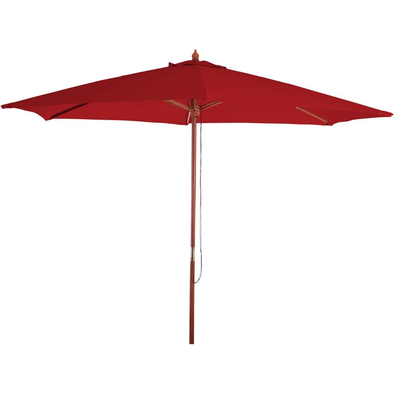 Jamais utilisé] Parasol en bois, parasol de jardin Florida, parasol de marché, 3m bordeaux - red