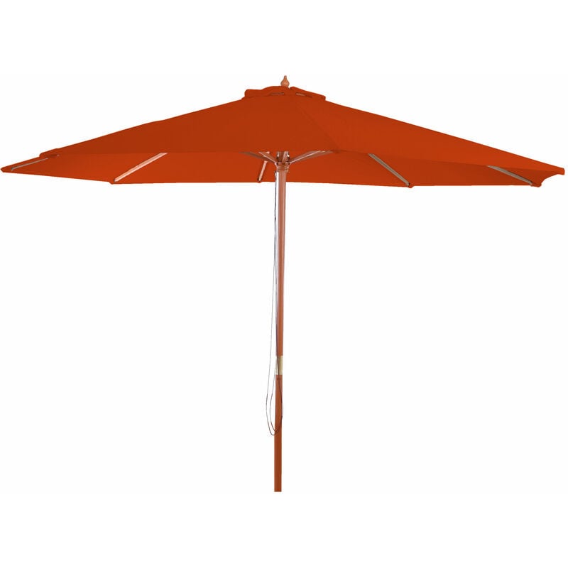[JAMAIS UTILISÉ] Parasol Florida, parasol de marché, Ø 3m polyester/bois terre-cuite - orange