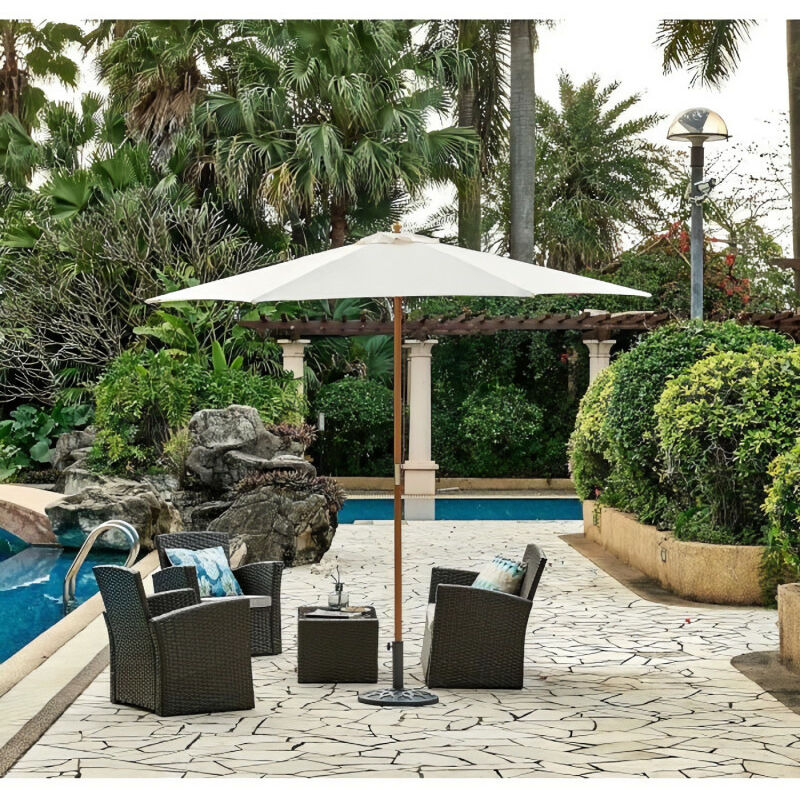 Parasol en bois rond et polyester 160g/m² - Arc 2,7 m ...