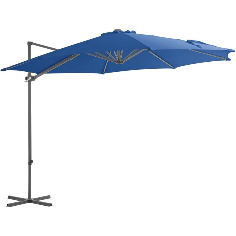 Parasol déporté avec mât en acier Bleu azuré 300 cm