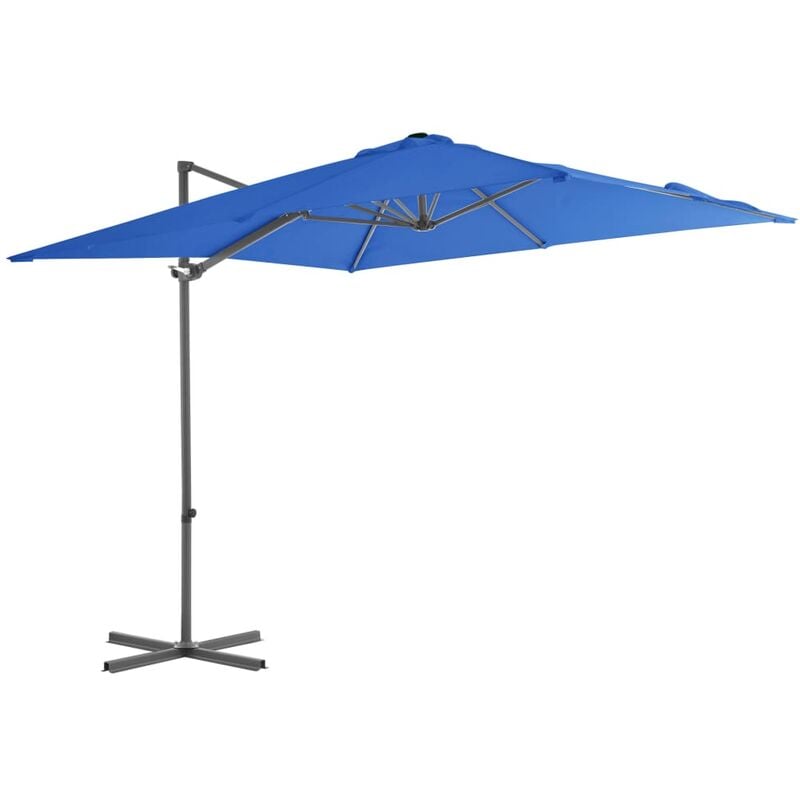 Parasol déporté avec mât en acier Bleu azuré 250x250 cm