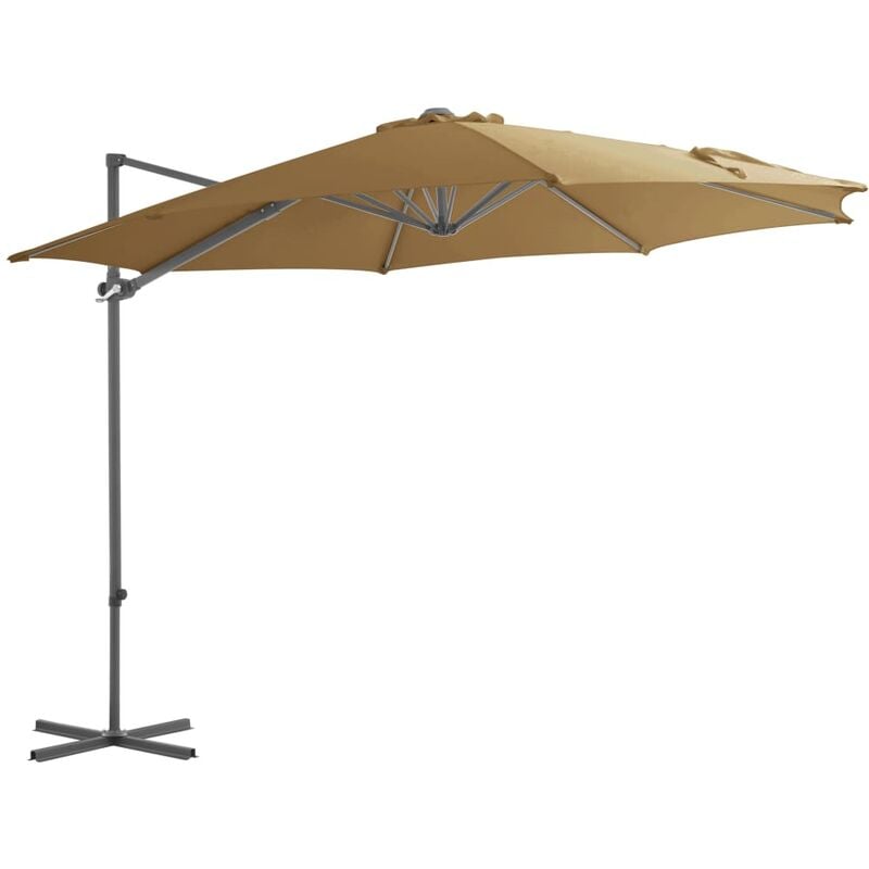 Parasol en porte-à-faux avec mât en acier Taupe 300 cm