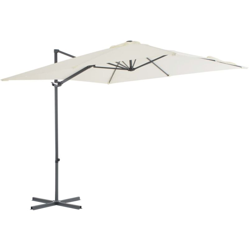 Parasol de jardin en porte-à-faux avec mât en acier sable Vidaxl