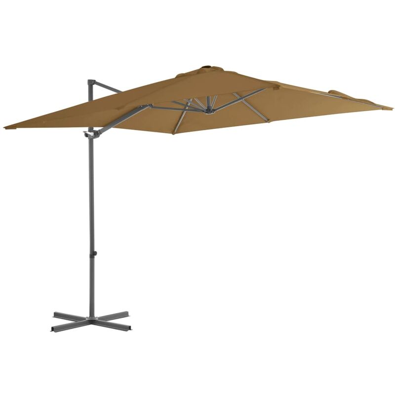 Parasol de jardin en porte-à-faux avec mât en acier taupe Vidaxl