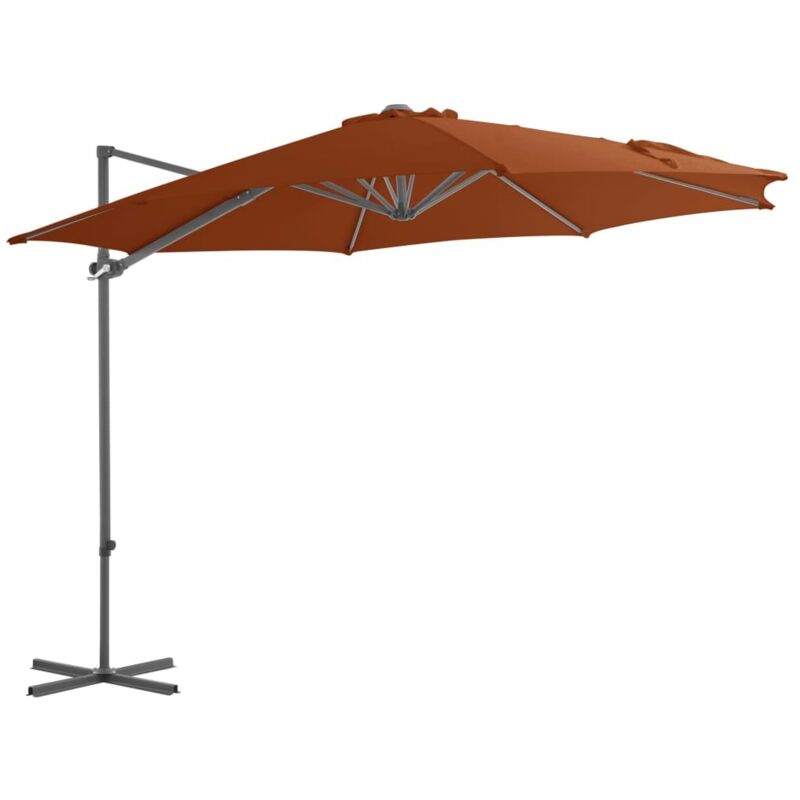 Parasol déporté avec mât en acier Terre cuite 300 cm