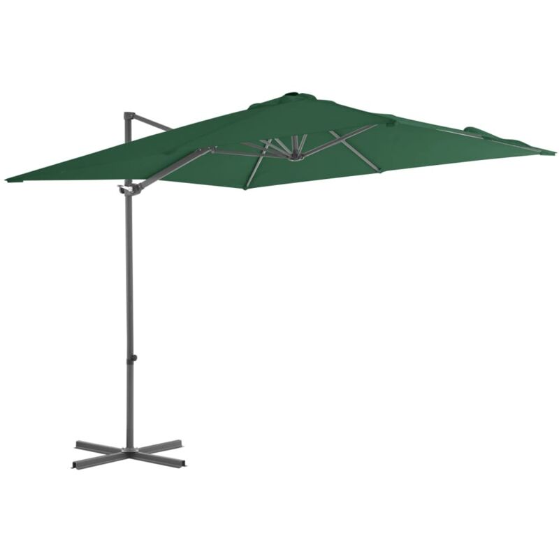 Parasol en porte-à-faux avec mât en acier 250 x 250 cm Vert