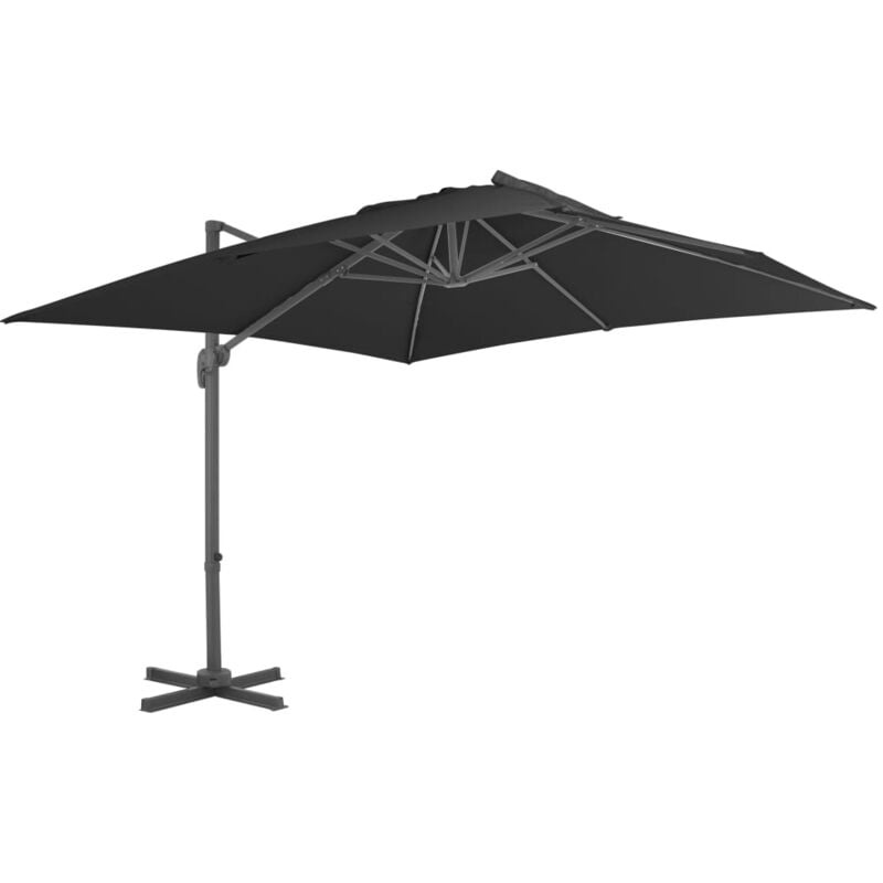 vidaXL Parasol de jardin en porte-à-faux avec mât en aluminium noir