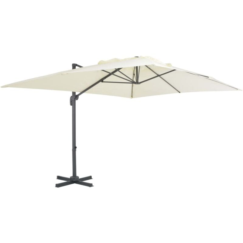 Parasol de jardin en porte-à-faux et poteau en aluminium sable - Vidaxl