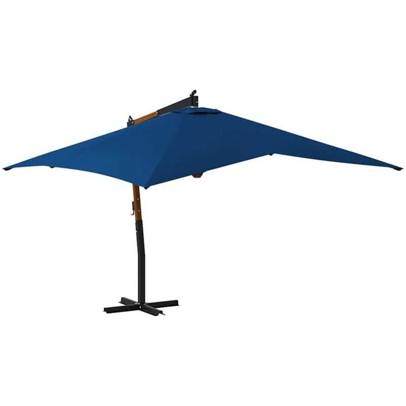 Vidaxl - Parasol en porte-à-faux avec mât en bois 400x300 cm Bleu azuré