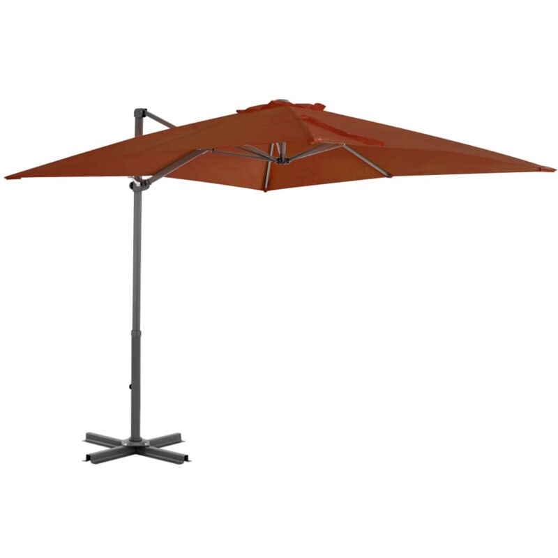 Parasol déporté avec mât en aluminium Terre cuite 250x250 cm Vidaxl