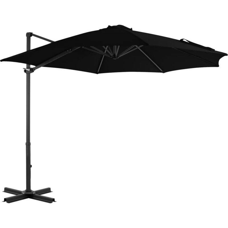 Parasol de jardin en porte-à-faux avec mât en aluminium noir Vidaxl