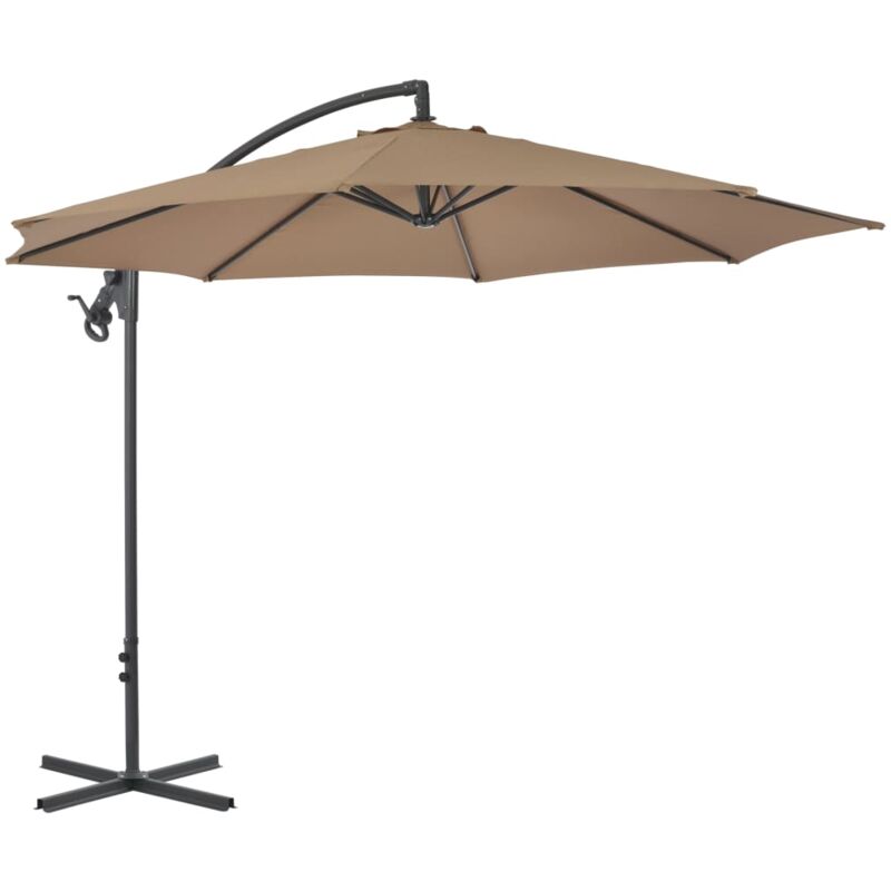 Parasol en porte-à-feux avec poteau en acier 300 cm Taupe