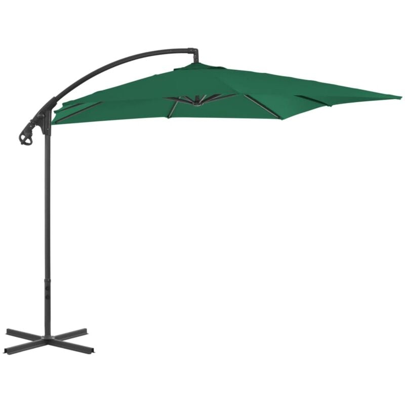 Parasol de jardin en porte-à-faux avec mât en acier vert Vidaxl