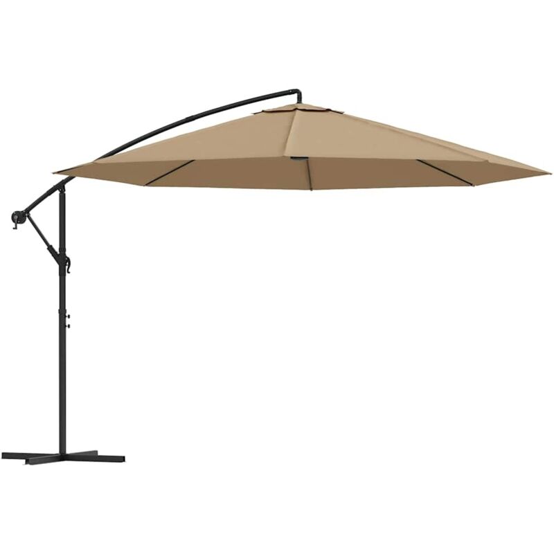 Parasol en porte-à-faux avec poteau en aluminium 350 cm Taupe