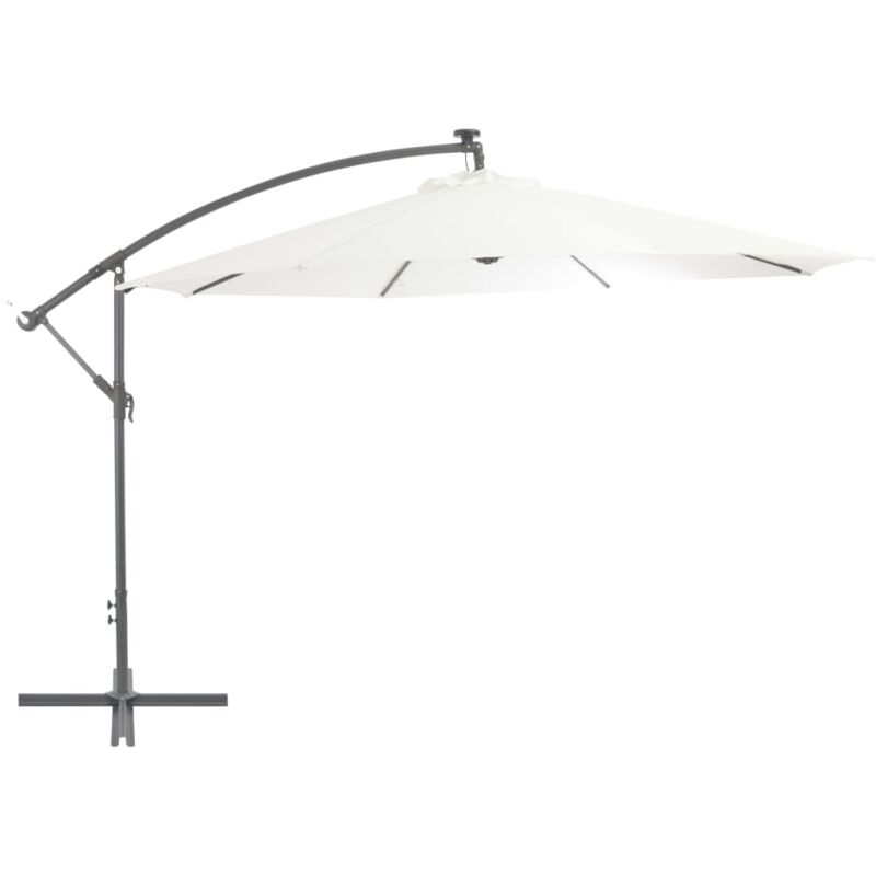 vidaXL Parasol de jardin en porte-à-feux et lumières LED mât en métal