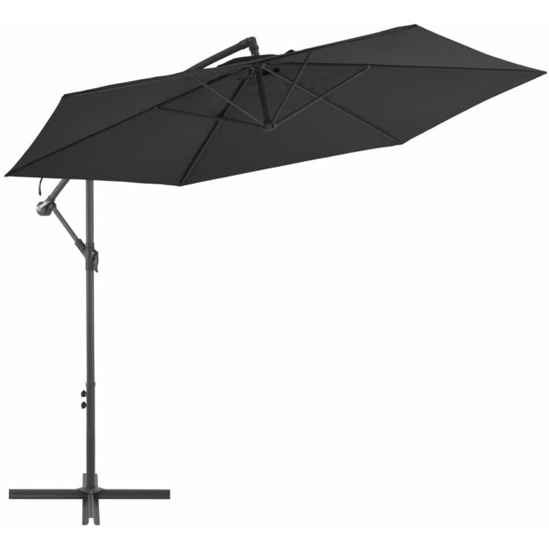 Parasol de jardin en porte-à-faux avec mât en aluminium noir vidaXL