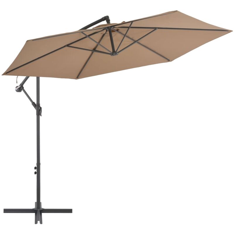 Parasol de jardin en porte-à-faux et poteau en aluminium taupe Vidaxl