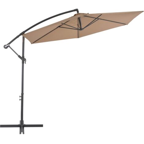 Parasol en porte-à-feux, Parasol pour Balcon Jardin Plage Terrasse, avec poteau en aluminium 300 cm Taupe OIB4204E