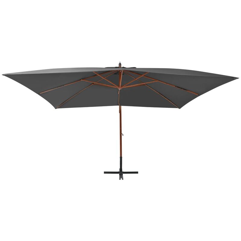 Les Tendances - inlife Parasol en porte-à-faux avec mât en bois 400x300 cm Anthracite