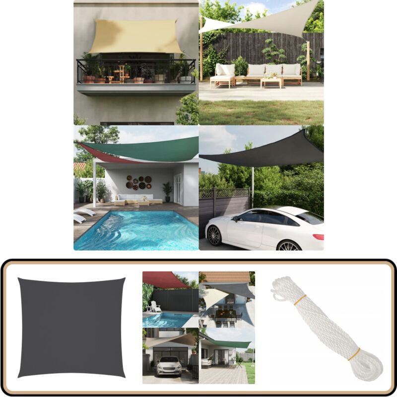 Parasol en tissu oxford carré 4x4 m anthracite - Parasol - Voile Solaire - Parasol Carré - Parasol Extérieur - Protection Solaire