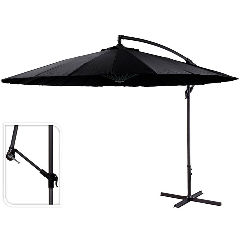 

PROGARDEN Parasol excentrico 300cm negro cuerpo aluminio