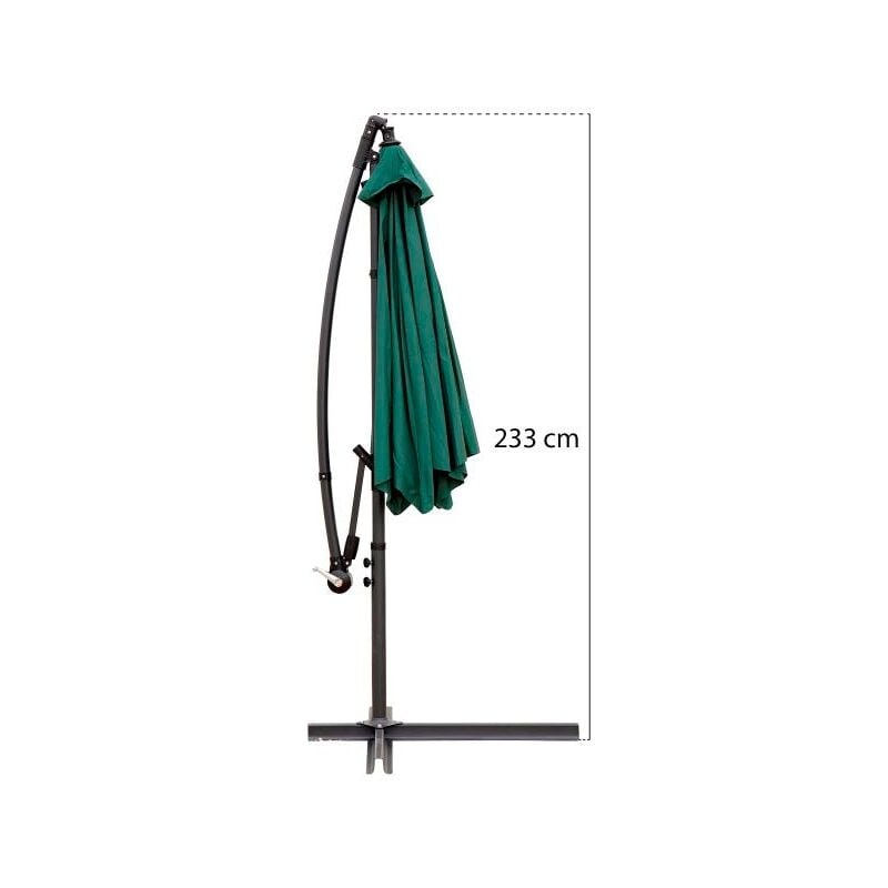 

Lolahome - Parasol excéntrico con manivela y ventana de ventilación verde de aluminio de Ø 270