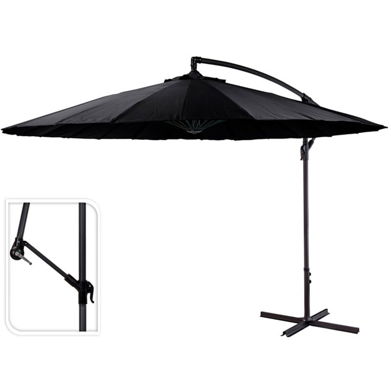 Parasol excentrique hauteur maximale 3m ø300cm couleur : noir.