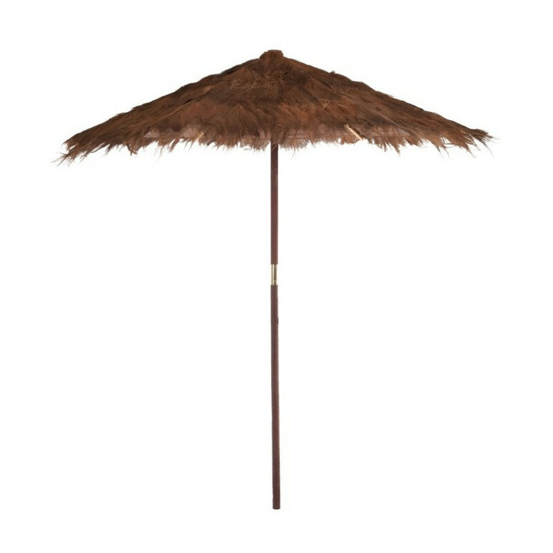 Parasol feuilles de cocotier marron et bois massif foncé Veeda