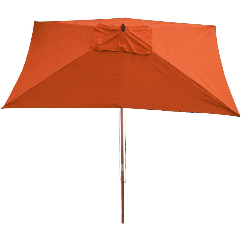 Parasol en bois, parasol de jardin Florida, parasol de marché, rectangulaire 2x3m terre cuite - orange