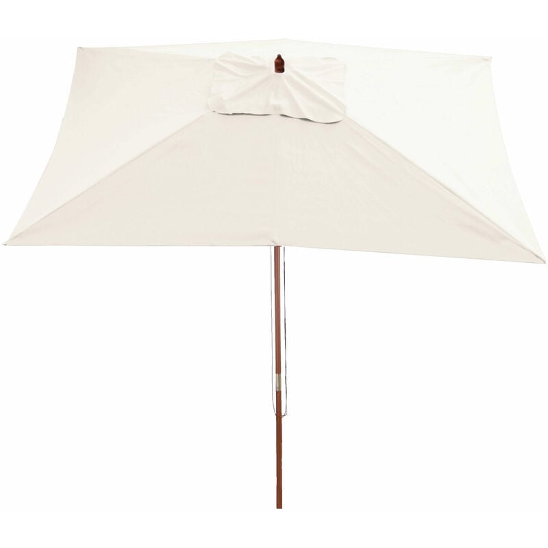 Jamais utilisé] Parasol en bois, parasol de jardin Florida, parasol de marché, rectangulaire 2x3m crème - white