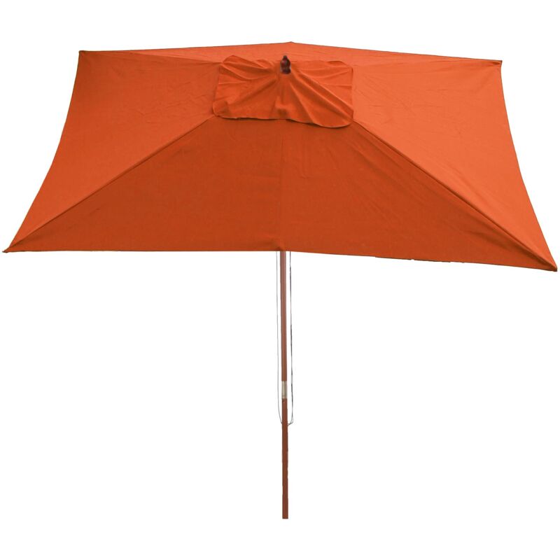 Jamais utilisé] Parasol en bois, parasol de jardin Florida, parasol de marché, rectangulaire 2x3m, terre cuite