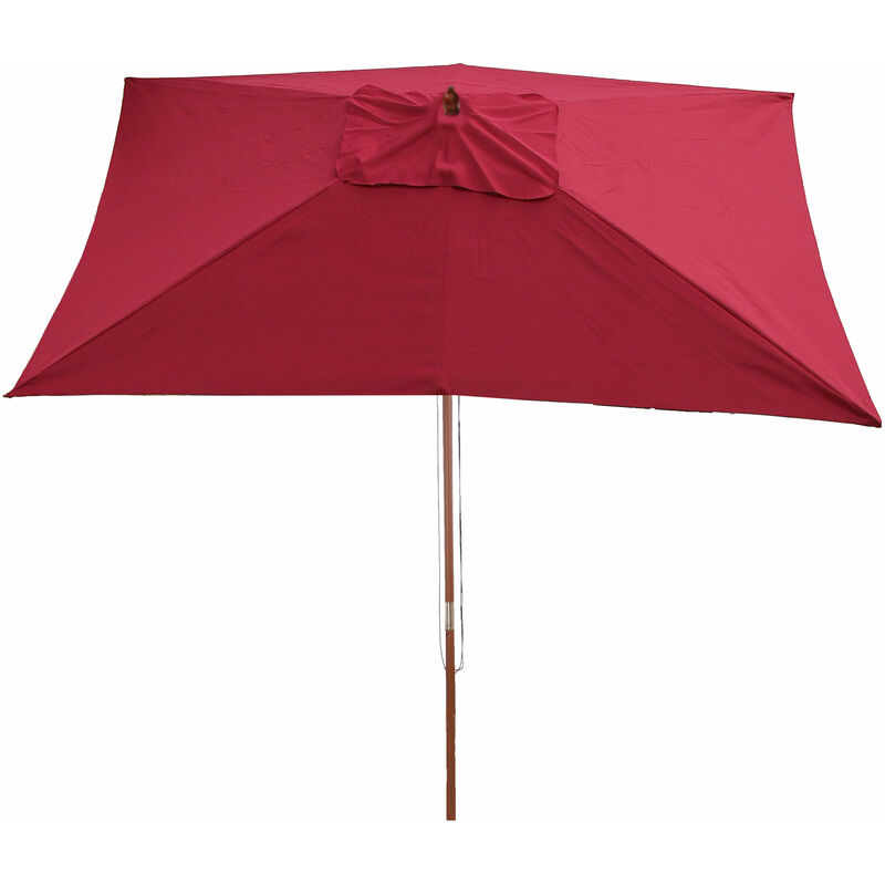 Jamais utilisé] Parasol en bois, parasol de jardin Florida, parasol de marché, rectangulaire 2x3m bordeaux - red
