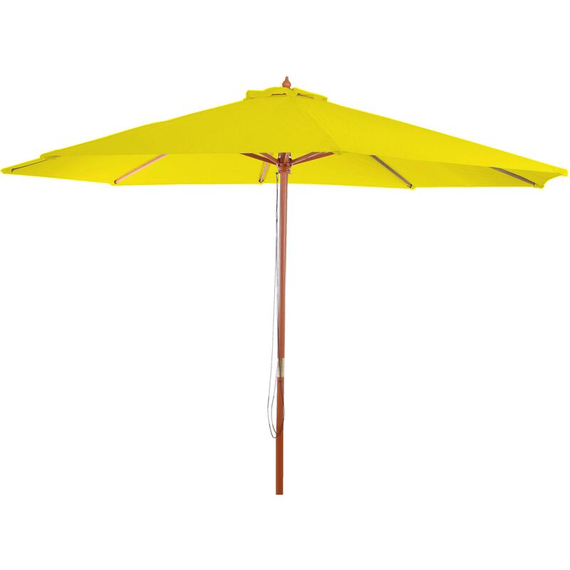 Jamais utilisé] Parasol Florida, parasol de marché, ø 3,5m polyester/bois 7kg jaune - yellow