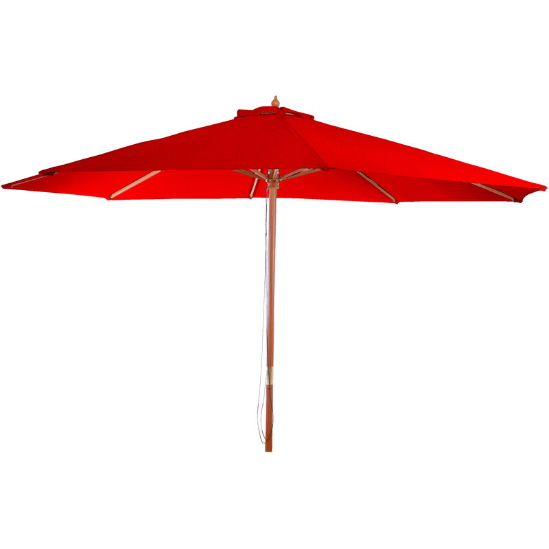 Jamais utilisé] Parasol en bois, parasol de jardin Florida, parasol de marché, 3,5m bordeaux - red